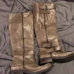 Grey Knee High Boots